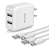 iPhone Charger MFi Certified, Quntis 2Pack 6.6ft Lightning Charging Cable Cord with Dual Port USB Wa