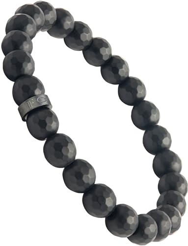 Forge & Foundry Faceted Matte Black Onyx Stone Beaded Bracelet | Custom Signature Stainless Steel Bead | ‘Pindar’ | 8mm and 10mm Bead Desgins | Refined Hand-Crafted Jewelry