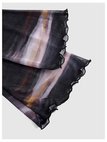 GORGLITTER Girl's Mesh Off The Shoulder Tops Tie Dye Ruched Bell Sleeve Going Out Tee Shirts3