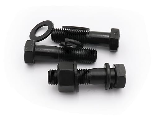 Image of LBY 3 Sets Hex Bolts Kit, 3 /4-10x3'' Hex Head Screws Bolts (Partially Threaded), with Heavy-Duty Nuts, Flat & Lock Washers, Alloy Steel (Black)