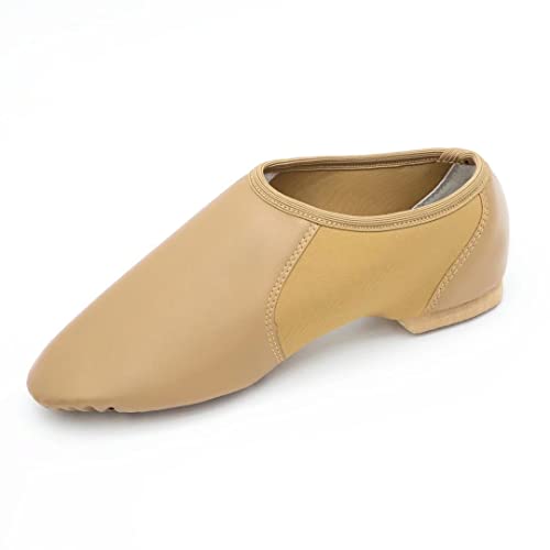 Asyusyu Jazz Shoes Neo-Flex Chaussures de jazz à enfiler en cuir souple avec semelle fendue moderne pour homme et femme Marron, marron, 39 2/3 EU Cover