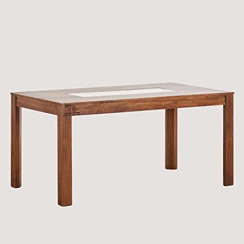 Image of SHRI MINTU'S ART Solid Sheesham Wood Dining Table 6 Seater | Six Seater Dinning Table with 6 Chairs for Home | Chairs with Cushion | Dining Room Sets for Kitchen & Restaurants | Rosewood, Brown