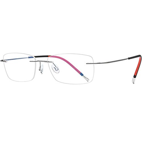 Fonex Titanium Glasses Men,Rimless Square Eyeglasses Frame Frameless Myopia Optical Eyewear (9203, Grey) #TOP4