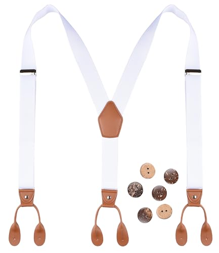 Image of Suspenders for Men Button End Adjustable Y-Back Elastic 47 Inches