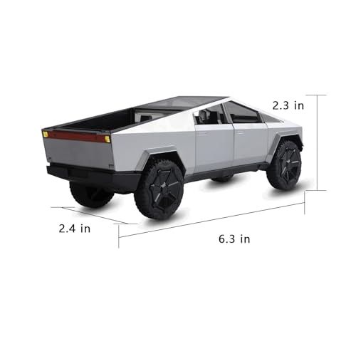 Image of Cyber Truck Toy Trucks for 3 4 5 6 7 Year Old Boys 1:32 Diecast Metal Pickup Truck Toys for Boys Age 3-8 with Light and Sound Pull Back Toy Cars (Silver)