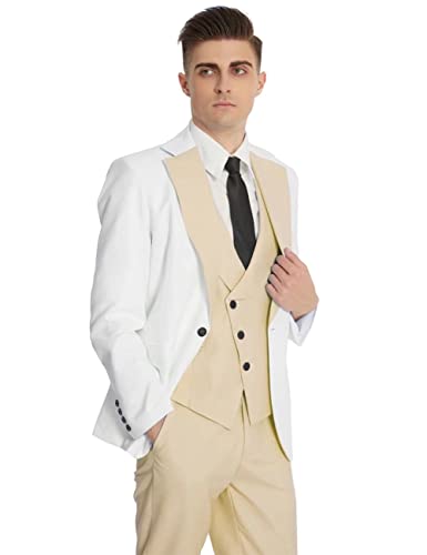 Wangyue Champagne Suits Men's 3 Piece Suits Regular Fit Doubale Breasted Suits #TOP2
