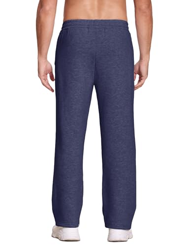 Image of Deyeek Men's Fleece Lined Sweatpants Open Bottom Straight Leg Sweat Pants for Mens Loose Fit Joggers Sweatpants with Pockets