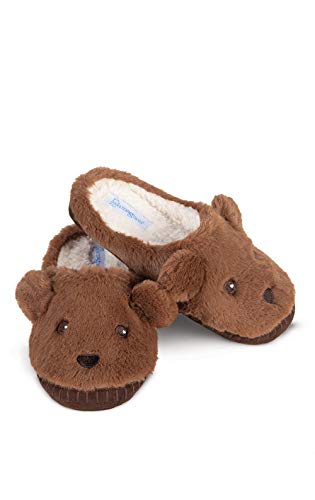 PajamaGram Animal Slippers for Women - Cute Slippers, Brown, 4-5