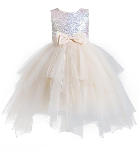 Girls Tutu Sequin Dress Sparkly Tulle Puffy Flower Girl Dress Toddler Girl Dress for Party Wedding Birthday 3-12Y