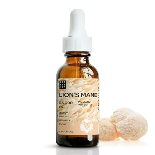 Lions Mane Supplement - High Strength 115,000Mg Lions Mane Extract (30 Servings) Premium Herbal Mushroom Supplement For Men & Women. By Grounded Body 