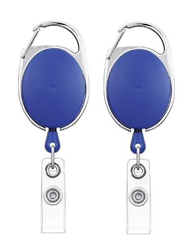 GLUN® Oval Round Reel ID Card Holder, ID Badge Reel Clip On Card Holders (2 Units, Blue) (B0CJBNPTP5) Amazon Price History, Amazon Price Tracker