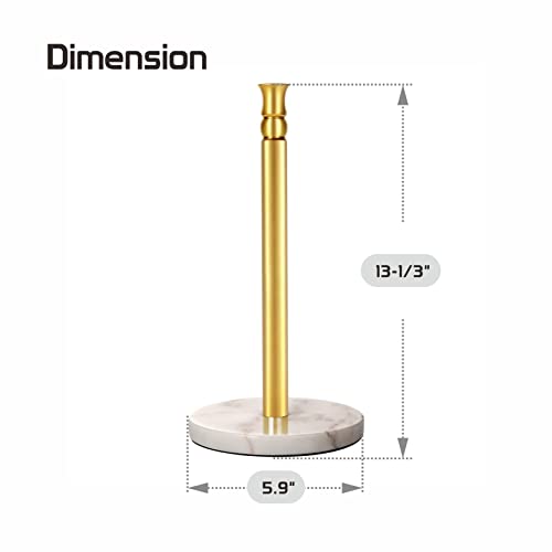 Siwil Paper Towel Holder Stand, One-Handed Ripping Paper Towel Roll Holder Countertop, Heavy Marble Base, Not Tip Over - (Marble Base, Gold) #TOP5