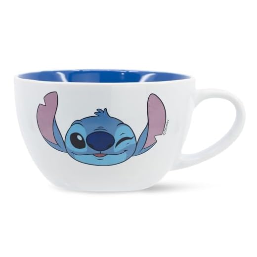 Taza ancha Stitch Disney cerámica taza tazón desayuno 740ml para niños