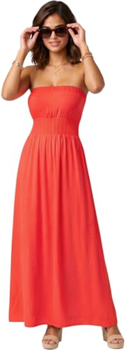 Image of ToBeInStyle Women's Strapless Cover Up Tube Dress Beach Summer Bandeau Flowy