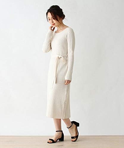 Amazon Co Jp オペークドットクリップ Opaque Clip 洗える コットン混リブサイドボタンワンピース オフホワイト 003 40 L 服 ファッション小物