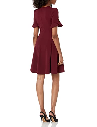 Image of DKNY Women's Flounce Sleeve Fit and Flare Dress