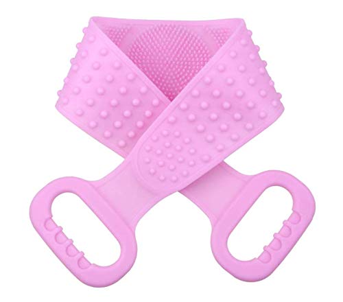 Multifunctional dual sided back scrubber silicone dead skin removal(2021 Model) for men and women (Pink)