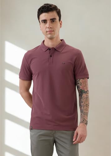 Image of Nostrum Cotton Half Sleeve T-Shirt for Men Boys, Regular Fit, Cherry, Stylish Mens T-Shirts, Polo T Shirt for Man, Collar T Shirts for Men