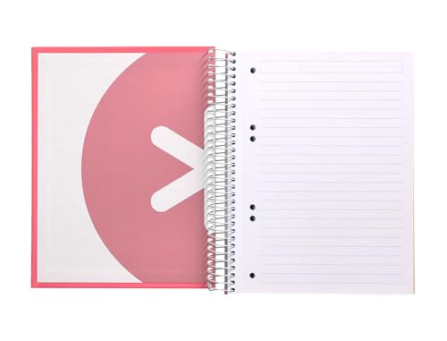 Liderpapel A5 Spiral Notebook with Micro Antique Cover 120 H 100 g Horizontal 5 Bands 6 Holes Coral, coral red