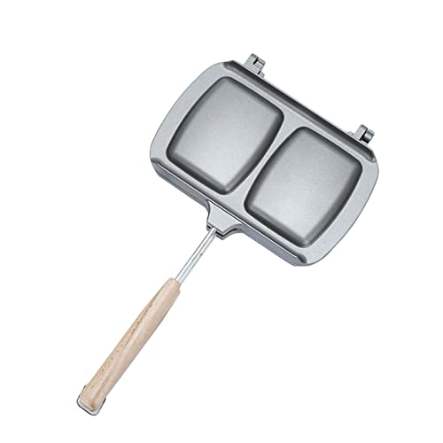rockible Sandwichera Sartén Pan Tostado Antiadherente Doble Cara Aluminio Mango Desmontable Apta para Cocinar Huevos Waffles Panqueques Adecuada para Picnic