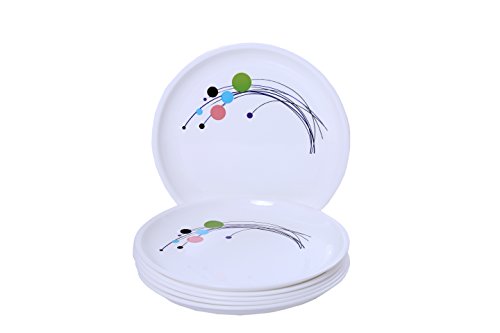 Image of Signoraware Design-6 Round Plastic Half Plate Set, Set of 6, White