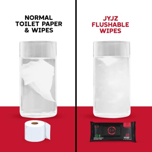 Image of Flushable Wet Wipes, 6 Pack (288 Wipes), New & Improved Apple Cider, Disposable, Biodegradable, XL, Aloe & Vitamin-E, Drain and Marine Life Friendly, Utterly Smooth, Fruity Aroma, Irresistible!
