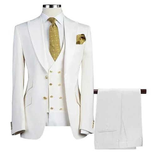 Men Slim Fit Lapel 3 Pieces Blazers Vest Pants Wedding Business Prom Suit3
