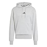 adidas Men's ESSENTIALS FEELCOZY FRENCH TERRY HOODIE, medium grey heather/black, L