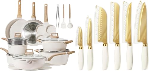 Image of CAROTE 21Pcs Pots and Pans Set & 12PCS Kitchen Knife Set