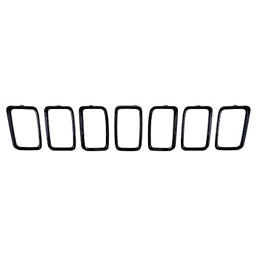 Image of Gloss Black Grill Rings Rims Cover Grille Inserts Compatible with 2017 2018 2019 2020 Jeep Grand Cherokee Accessories Body Kits 7pcs