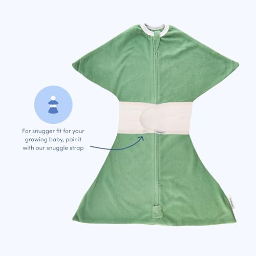 Image of SleepingBaby Zipadee-Zip Fleece Transition Swaddle - Arms-Out Wearable Blanket for Baby Sleep, Soft Breathable Fleece 0.8 TOG - Basil, Small (4-8 Month)