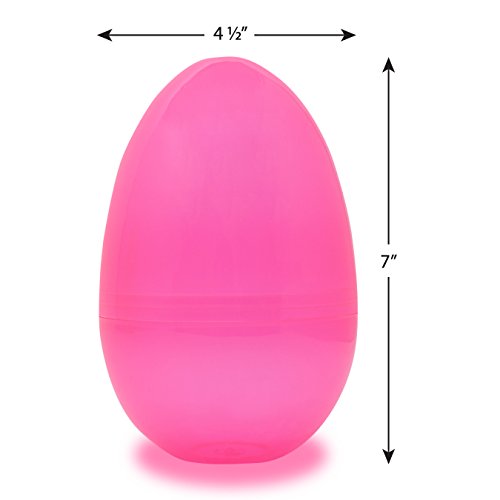 Joyin 12 Pieces 7" Jumbo Plastic Clear Easter Eggs Bright Assorted Colors For Filling Treats, Easter Theme Party Favor, Easter Eggs Hunt, Basket Stuffers Fillers, Classroom Prize Supplies Toy #TOP5