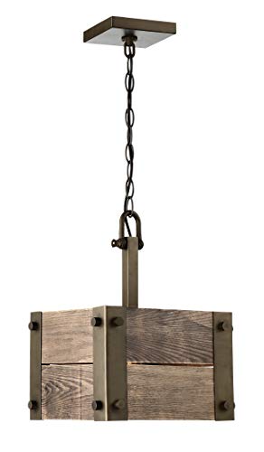 Image of Nuvo 60 /6421 Winchester 1-Light Mini Pendant, Bronze & Aged-Wood Finish