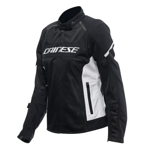 Dainese - Air Frame 3 Tex Jacket Wmn, Giacca da Moto Estiva in Tessuto, con Fodera Antivento, Donna, Nero/Bianco/Bianco, 46