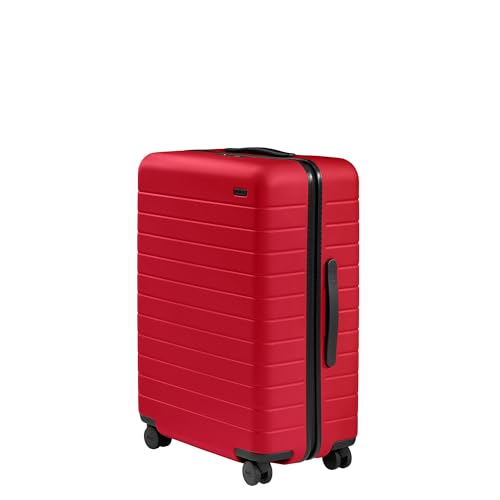 Image of Away Medium Checked Luggage, Lightweight Hard Shell Suitcase with Spinner Wheels, Durable Rolling Luggage, TSA Lock, 26 Inch, Cherry Red