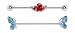 (2pcs) Double Blue Butterfly and Red Rose Industrial Barbells14G 1&1/2"