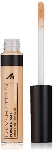 Manhattan Powder Mat Camouflage Concealer, 200 Light, Mattierender Creme-Concealer mit Applikator gegen Augenringe und Hautunreinheiten, 1 x 7ml