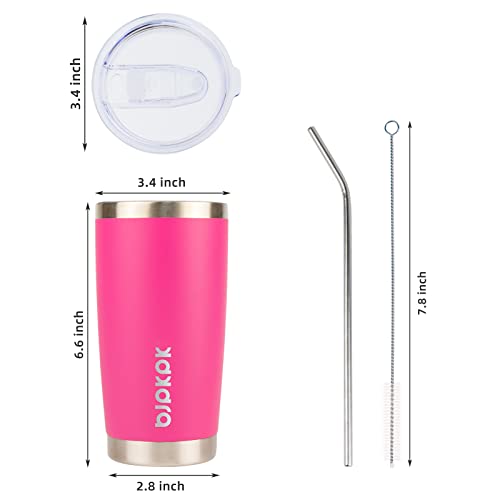 BJPKPK Copos isolados de 590 ml com tampa e canudo Caneca de café de viagem, copo de vidro, rosa