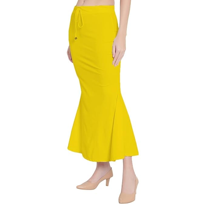 Image of Saree Shapewear Petticoat for Women Cotton Blended Lycra Shaper Petticoat with Elastic & Lace (Drawstring) Long Under Skirt Fishcut Wrinkle Free Shapewear