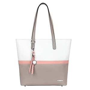 Pomelo Best dameshandtas meerkleurig gestreept omhangtas tote bag, grijs