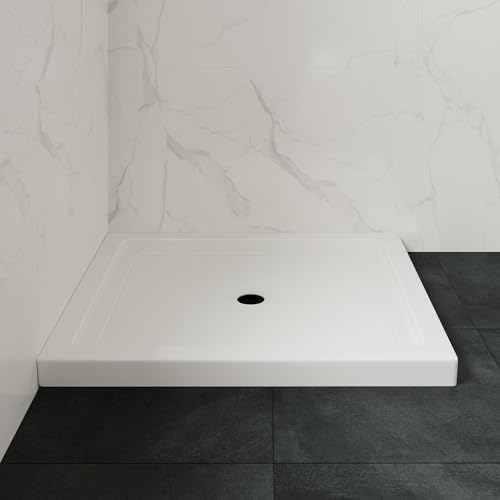OVE Decors 38 in. W x 32 in. D Shower Base Pan Square, Center Drain, White Acrylic, Reversible Design by OVE Decors - Used condition - US$237.72