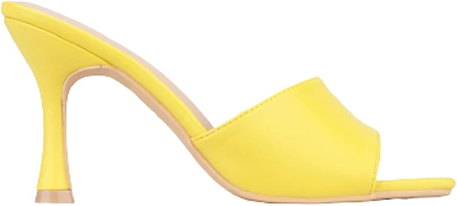  | Slip on High Heels Sandals for Women, Square Open Toe Shoes Heels | Heeled Sandals