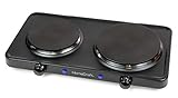 HomeCraft HCDB15BK Portable Countertop Double Burner Hot Plate Electric Cooktop 1500-Watts,...