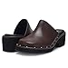 Mules for Women Clogs Chunky Block Heel Mule Square Closed Toe Slip-On Sandals with Memory Foam Padding Retro Rivet Comfort Fashion Slide Shoes Brown