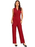 Allegra K Women's Work Jumpsuit Formal Office Sleeveless Wide Leg Jumpsuits Dressy Romper Small Red