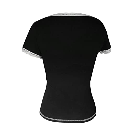 Y2K Fairy Lace Trim Top for Teen Girls Short Sleeve Slim Fit T-Shirts 2000s Tees Aesthetic Clothes3
