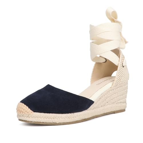 Image of Women's Espadrille Wedge Sandals Closed Toe Lace-Up Shoes