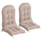 nalone 2 Pack Adirondack Cushion Rocking Chair Cushions High Back Adirondack Chair Cushion with Ties Patio Cushions for Outdoor Furniture (2 Pack, Beige)