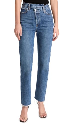 AGOLDE Women's Crisscross Straight Jeans, Range, Blue, 24