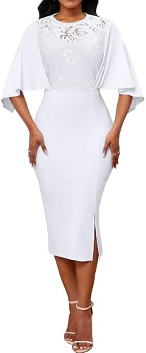 Elegant Dresses for Women Wear to Work Long Sleeve Cocktail Business Knee Length Pencil Lace Dress2